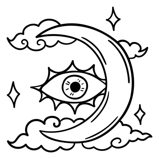 Design místico de lua e olho Desenho PNG
