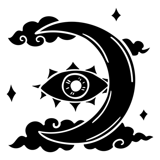 Design gráfico misterioso de olho e lua Desenho PNG