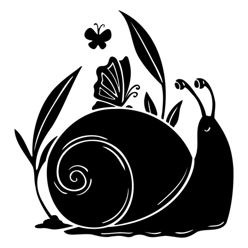 Ilustração encantadora de jardim de caracóis e borboletas Desenho PNG