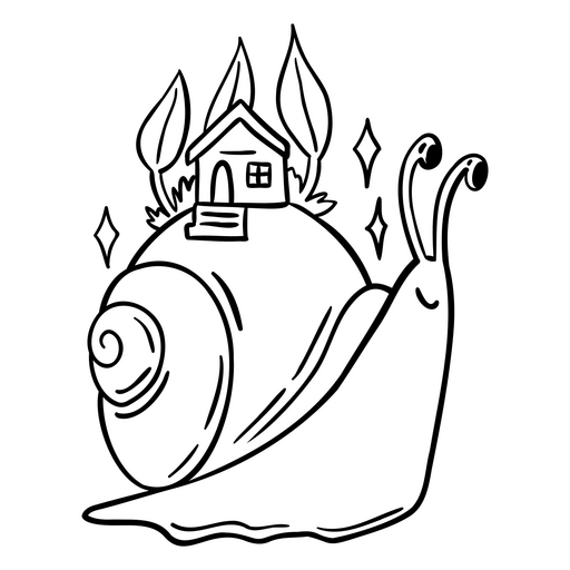 Caracol encantador com design de casa Desenho PNG
