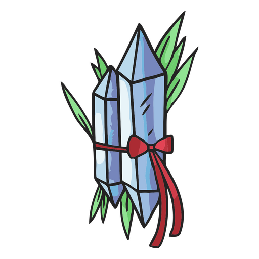 Two crystals with a bow tied around them PNG Design