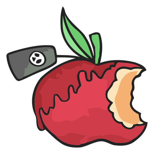 Poisoned apple with a tag attached to it PNG Design
