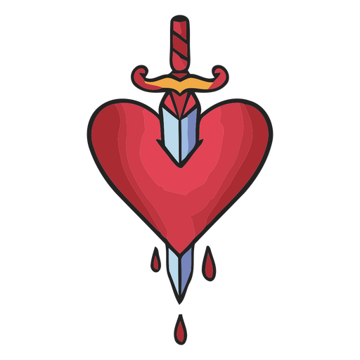 Heart with a sword on it PNG Design