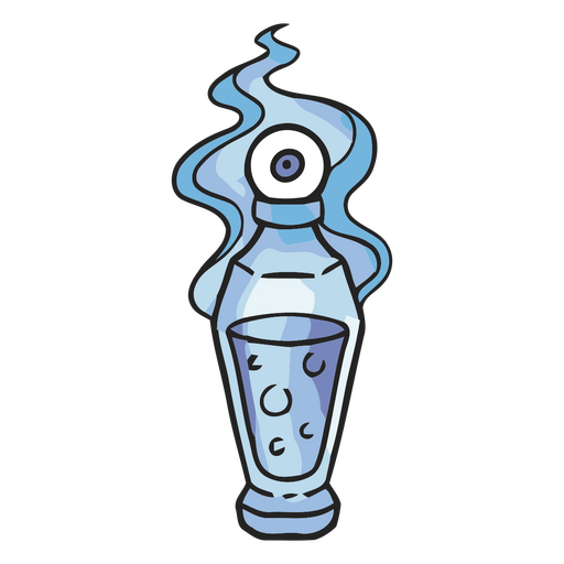 Blue bottle with an eye in it PNG Design