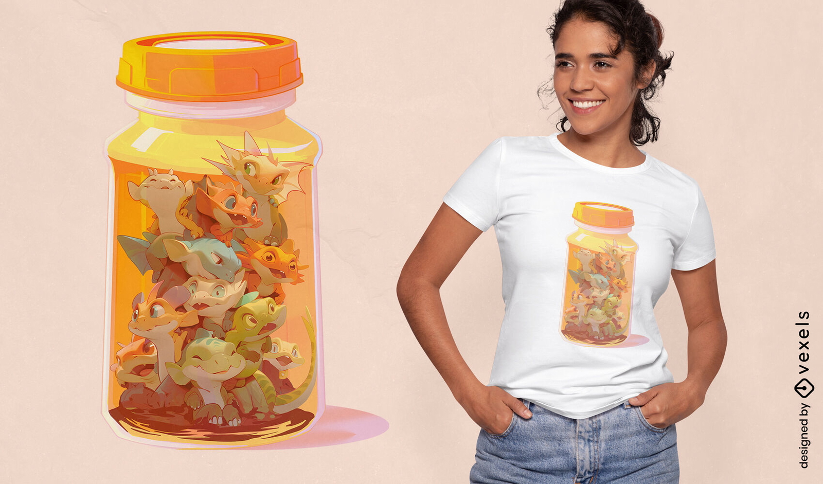 Design de camiseta de jarro de drag?o fantasia