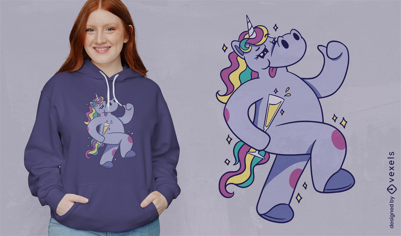 Purple unicorn party t-shirt design