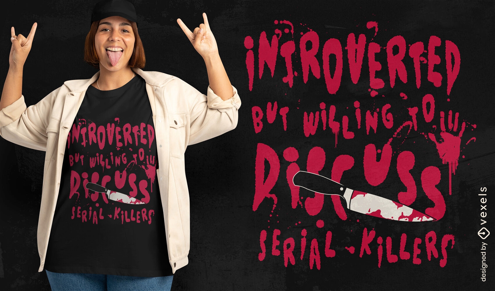 Lustiges Killer-T-Shirt-Design mit blutigem Zitat