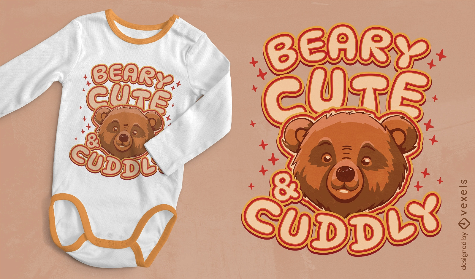 Diseño lindo de camiseta de animal de oso bebé
