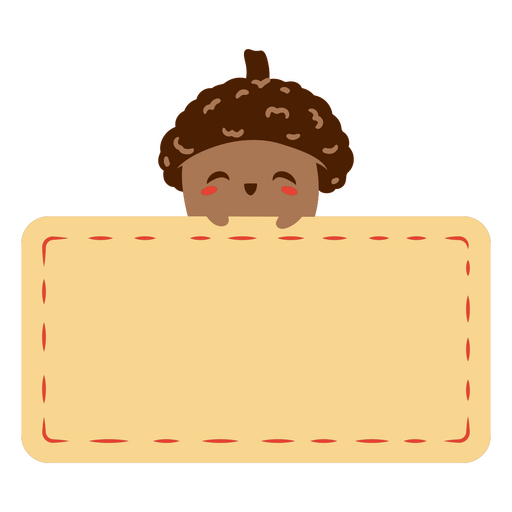 Cute acorn holding a piece of paper PNG Design