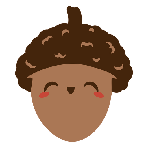 Cute acorn face with a smile PNG Design