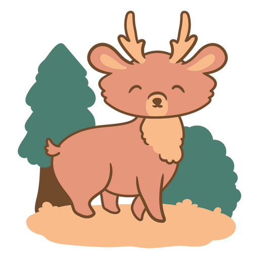 Cartoon deer standing in the forest PNG Design