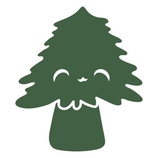 Árbol verde con una sonrisa en la cara. Diseño PNG