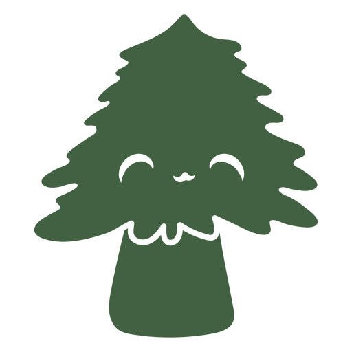 Green tree with a smile on its face PNG Design