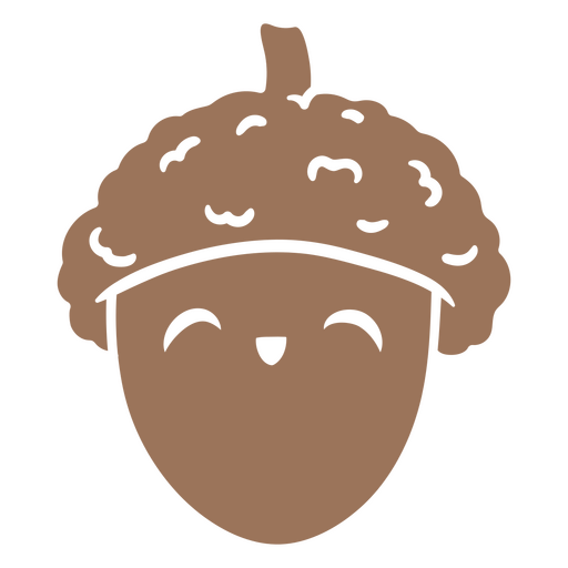Brown acorn with a smile on it PNG Design