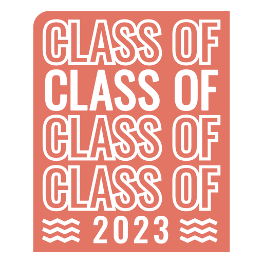 El logotipo de la clase 2023 sobre un fondo rosa. Diseño PNG