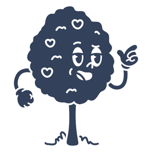 Árbol de arándanos de dibujos animados con corazones Diseño PNG