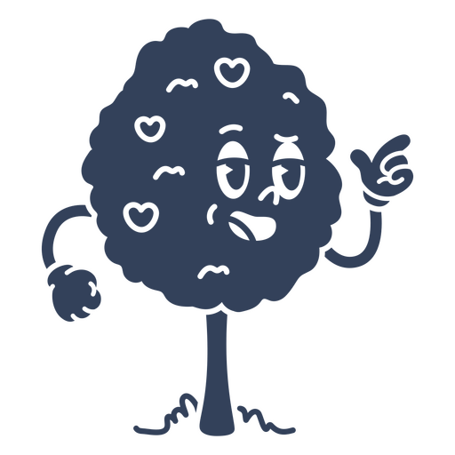 Cartoon blueberry tree with hearts on it PNG Design