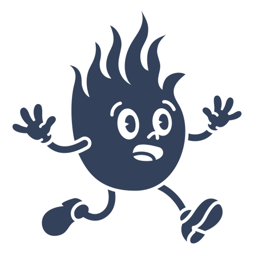 Cartoon-Flamme mit laufenden Flammen PNG-Design