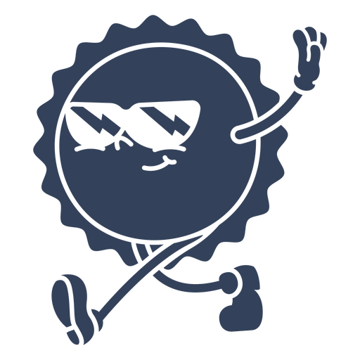 Cartoon sun with sunglasses running PNG Design