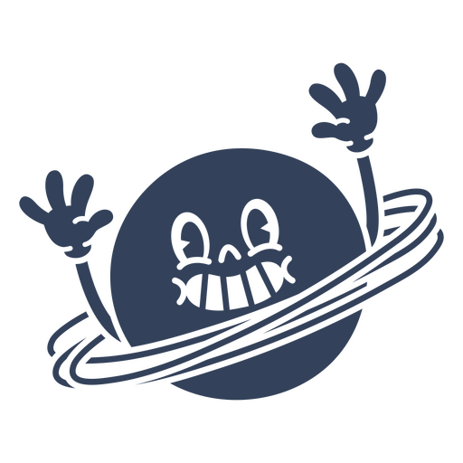 Cartoon saturn with hands outstretched PNG Design