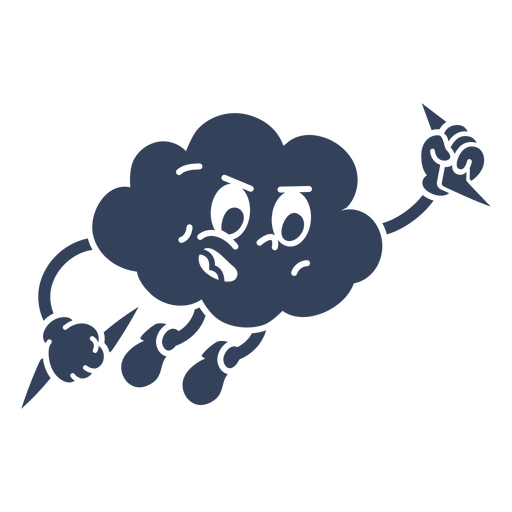 Cartoon cloud with a lightning bolt sticking out of it PNG Design