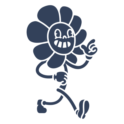 Cartoon of a flower walking  PNG Design