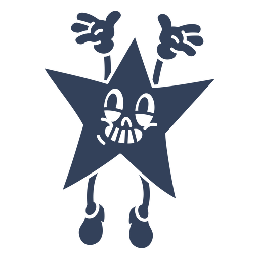 Estrela azul com as mãos para cima Desenho PNG