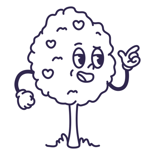 Design de personagem de árvore de desenho animado divertido Desenho PNG
