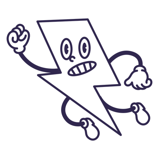 Playful lightning bolt character design PNG Design