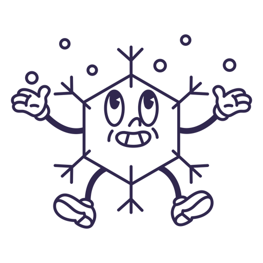 Design de personagem lúdico em forma de floco de neve Desenho PNG