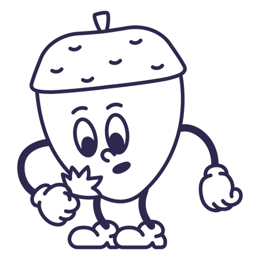 Playful cartoon acorn character design PNG Design