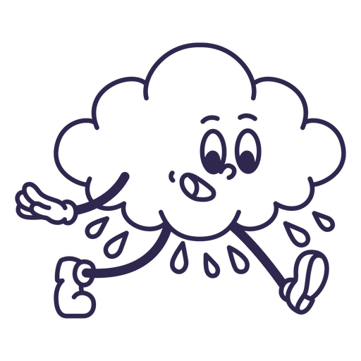 Cartoon rain cloud running PNG Design