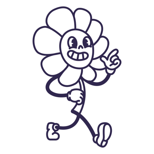 Cartoon flower running PNG Design