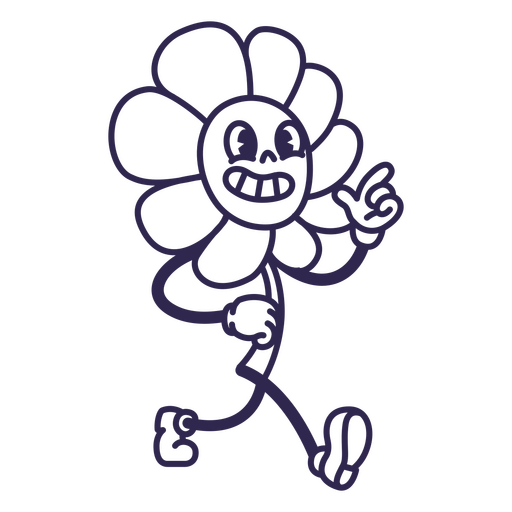 Flor de desenho animado correndo Desenho PNG
