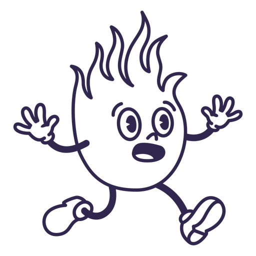 Personagem de desenho animado com chamas correndo Desenho PNG