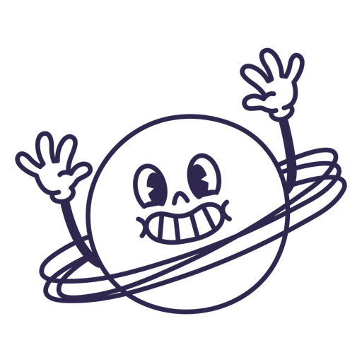 Playful cartoon planet design with a smiling face PNG Design
