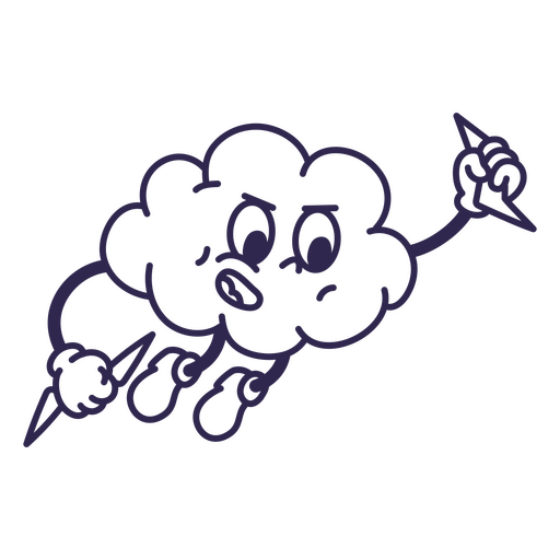 Playful cartoon cloud character design with a compass PNG Design