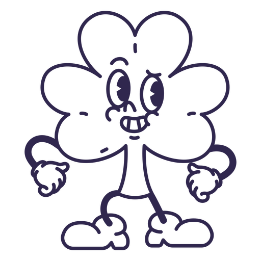 Playful clover character illustration PNG Design