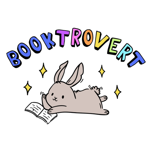 Ilustração fofa de coelho booktrovert Desenho PNG