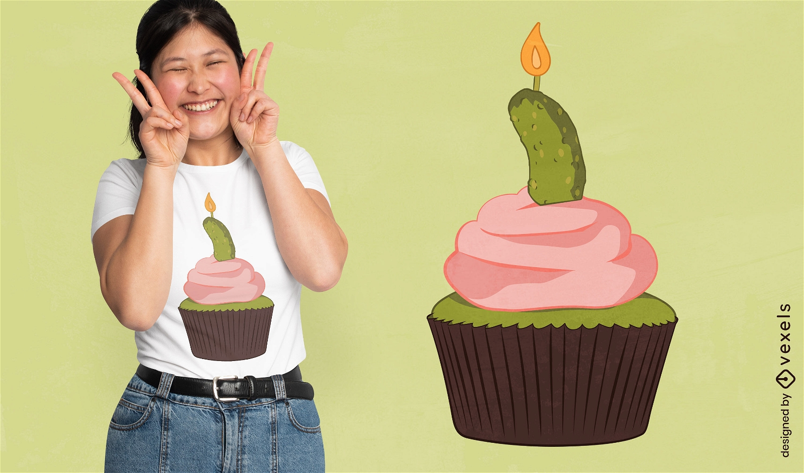 Diseño de camiseta de cupcake de cumpleaños de pepinillo.