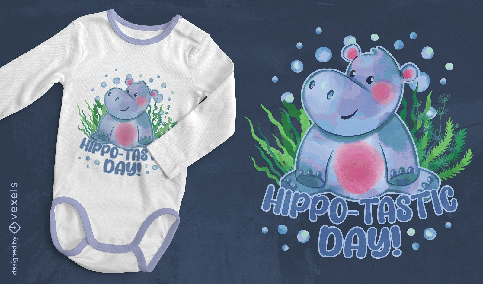 Lindo diseño de camiseta de animal bebé hipopótamo