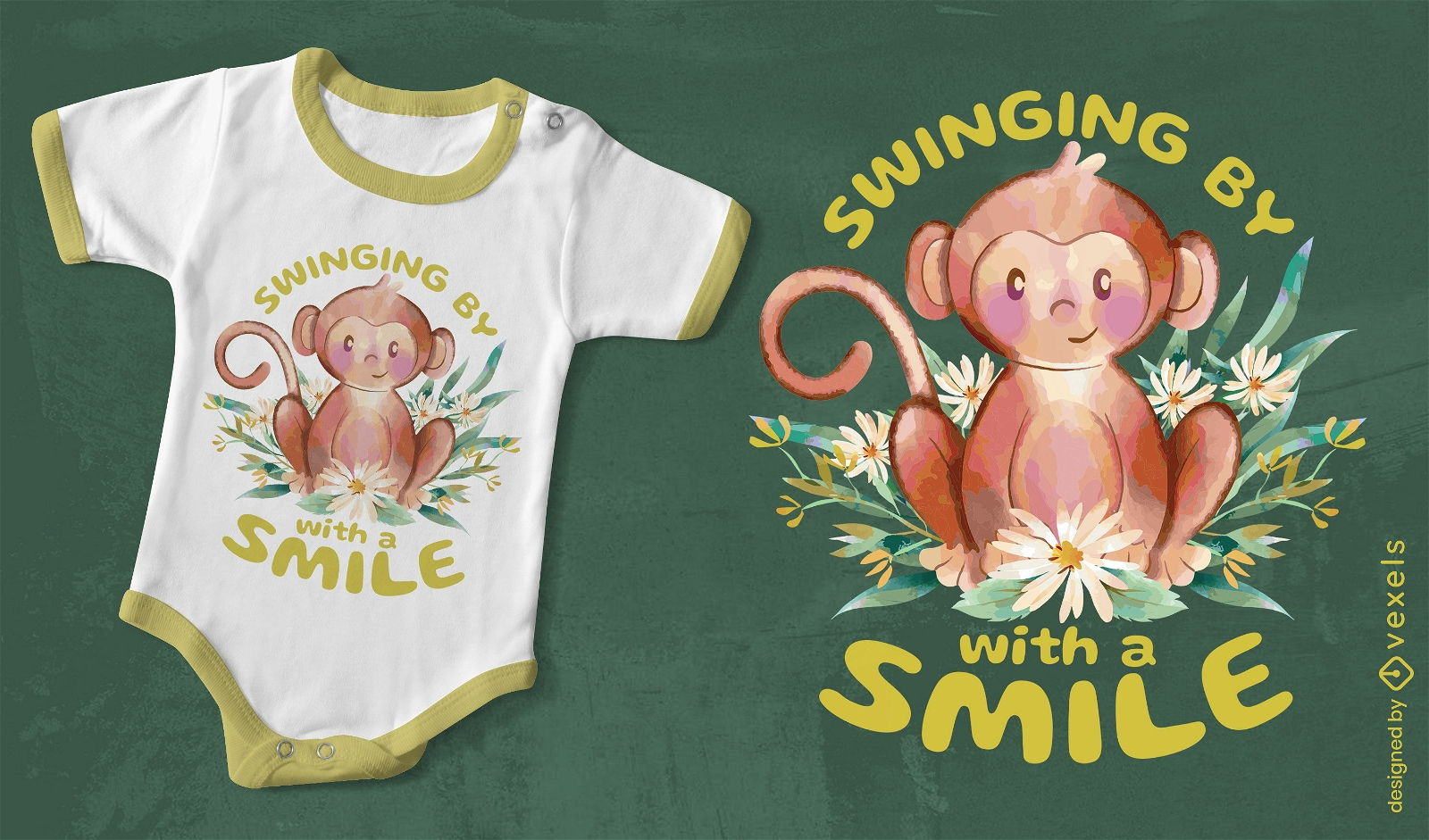Niedliches Affenbaby-Tier-T-Shirt-Design