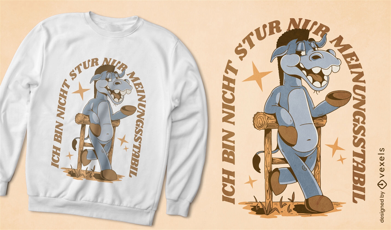 Design de camiseta de desenho animado de burro