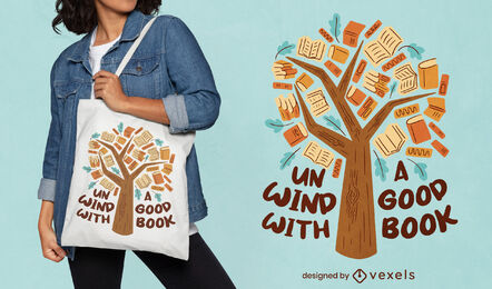 Tree made of books tote bag design