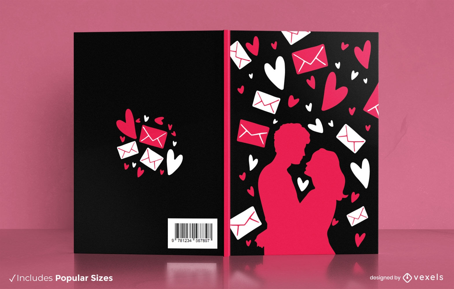 Diseño de portada de libro de silueta de pareja romántica