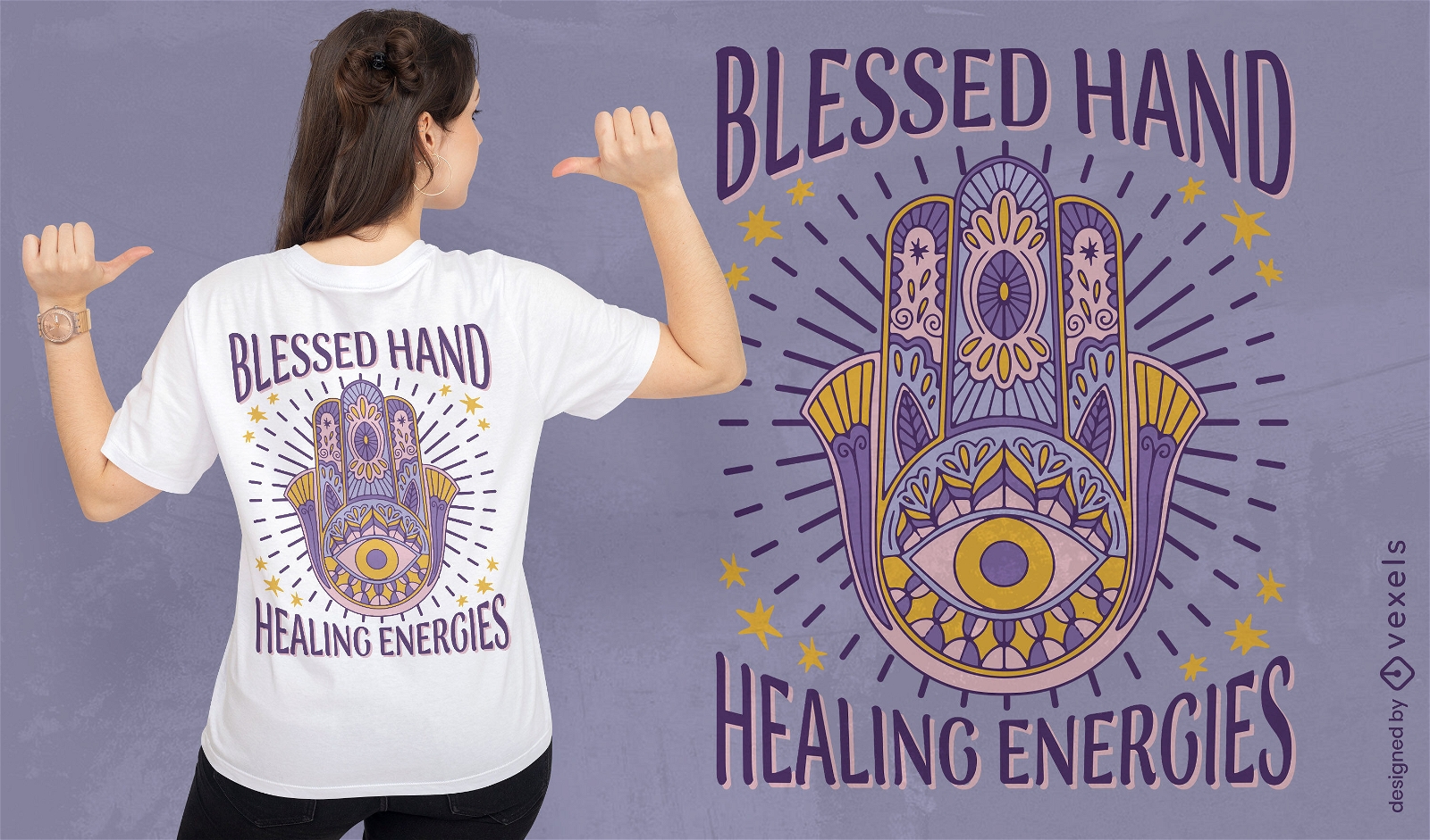 Design de camiseta de símbolo religioso de mão sortuda