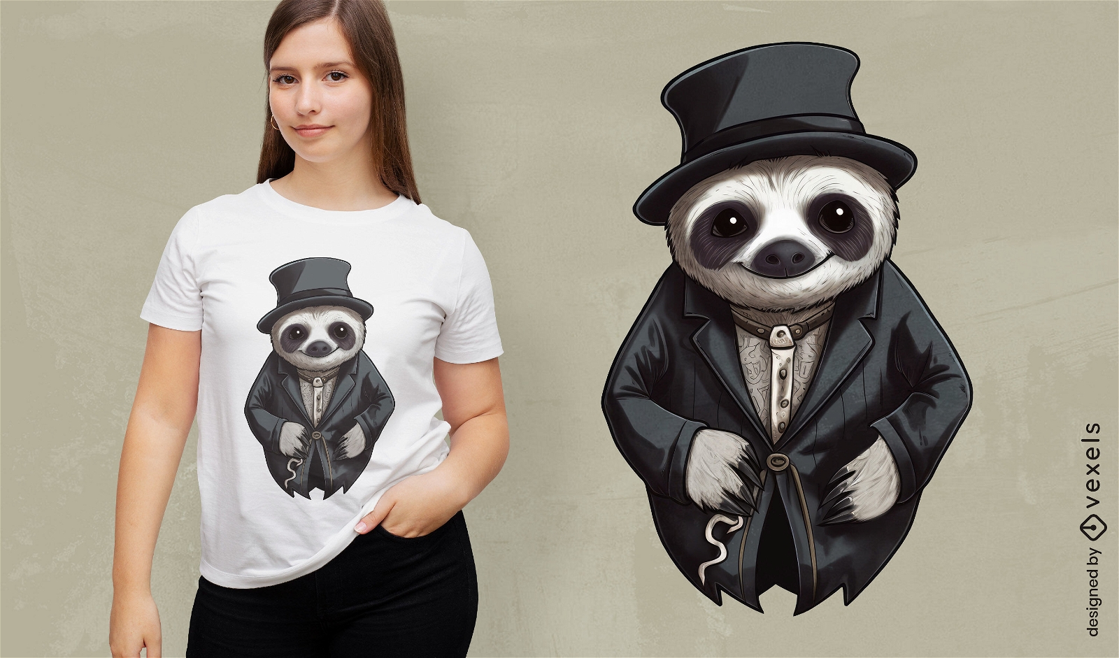 Faultier-T-Shirt-Design mit ausgefallenem Tiermotiv