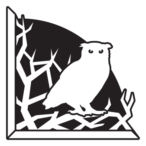 Elegante diseño de silueta de búho con intrincados detalles de rama. Diseño PNG