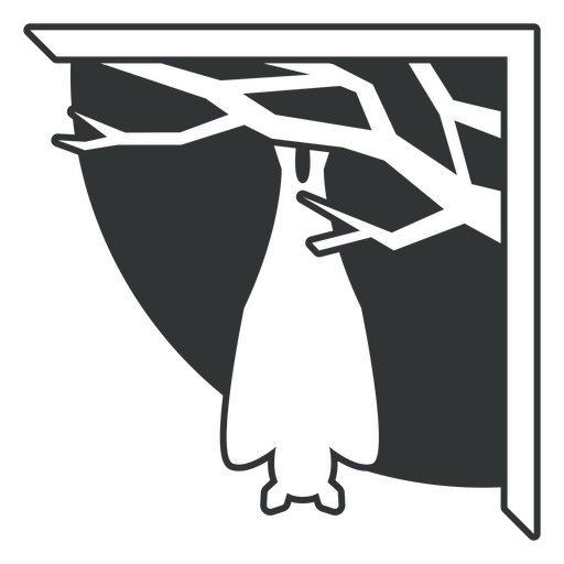 Design estilizado de morcego com galhos de árvores Desenho PNG