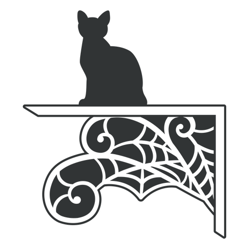 Diseño encantador de gato en estante decorativo. Diseño PNG